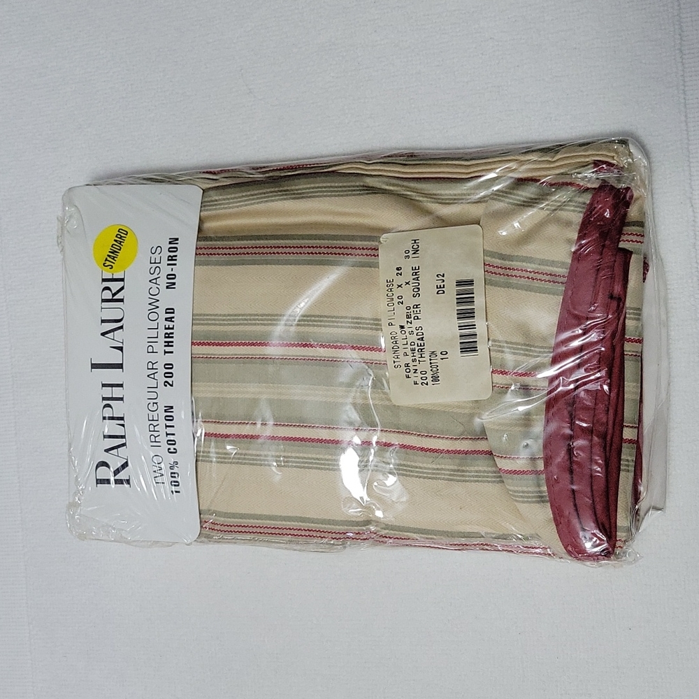 NWOT  Ralph Lauren Hadley Stripe Standard Pillowcases